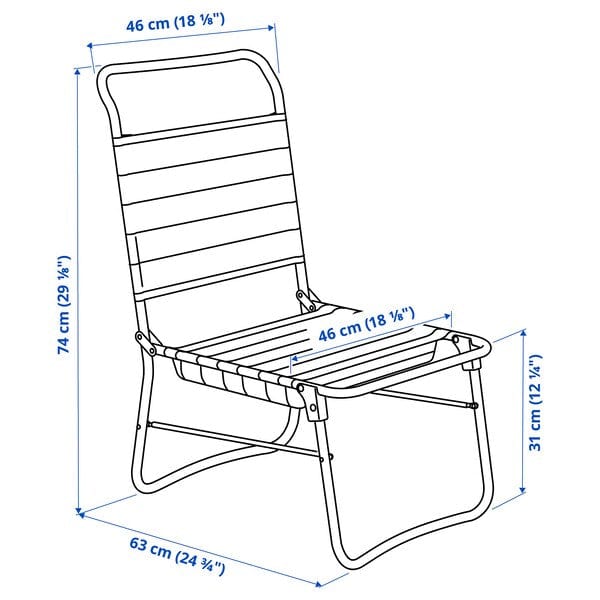 Ikea STRANDÖN - Deckchair, blue/white