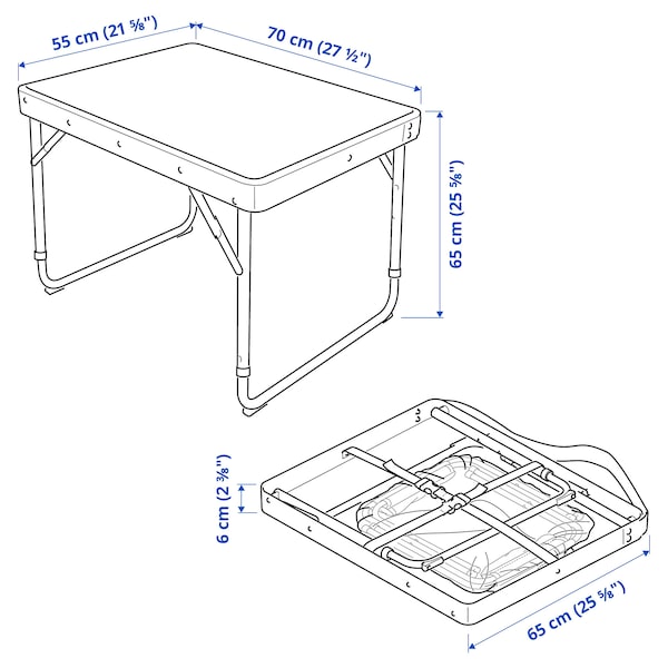 STRANDÖN - Folding table set, green