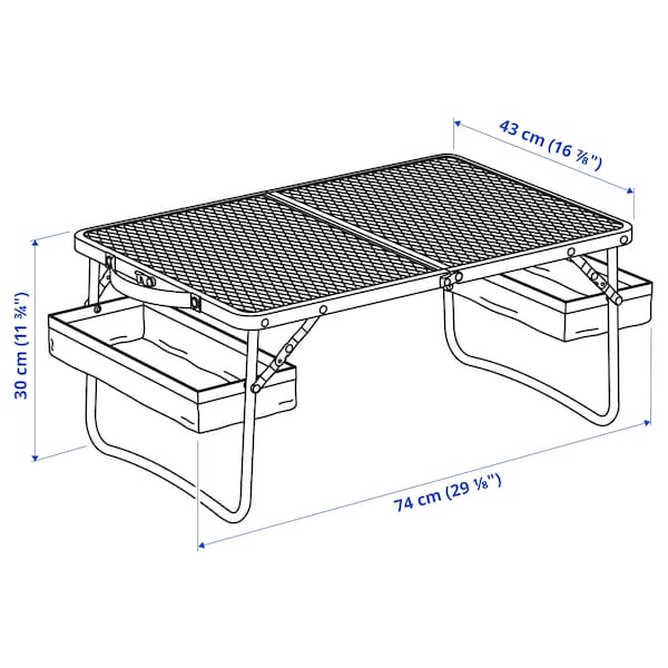 STRANDÖN - Folding table, blue, 74x43 cm