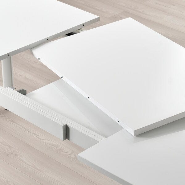 Ikea STRANDTORP / BERGMUND - Table and 4 chairs, white/Gunnared smoke grey white,150/205/260 cm