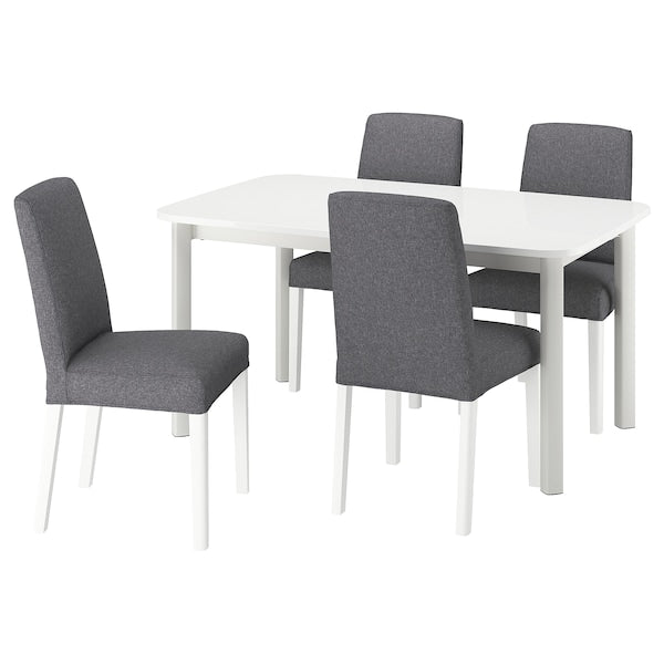 STRANDTORP / BERGMUND - Table and 4 chairs, white/Gunnared smoke grey white,150/205/260 cm