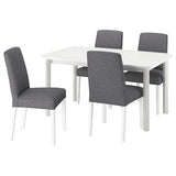 STRANDTORP / BERGMUND table and 4 chairs, white/Gunnared medium grey white, 150/205/260 cm