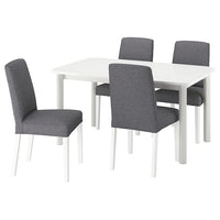 STRANDTORP / BERGMUND table and 4 chairs, white/Gunnared medium grey white, 150/205/260 cm
