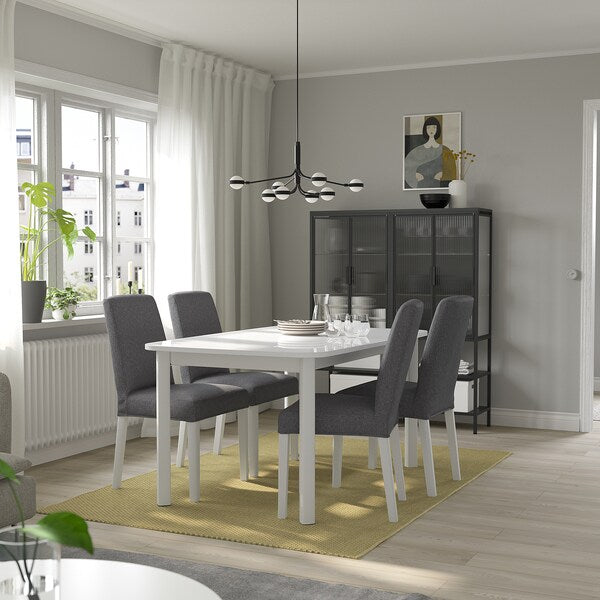 STRANDTORP / BERGMUND - Table and 4 chairs, white/Gunnared smoke grey white,150/205/260 cm