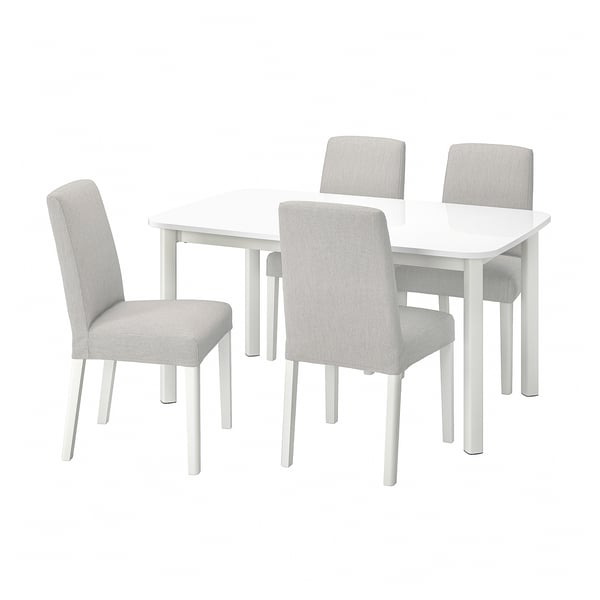 STRANDTORP / BERGMUND table and 4 chairs, white/Orrsta light grey, 150/205/260 cm