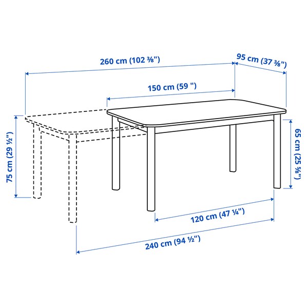 STRANDTORP / BERGMUND Table and 4 chairs , 150/205/260 cm