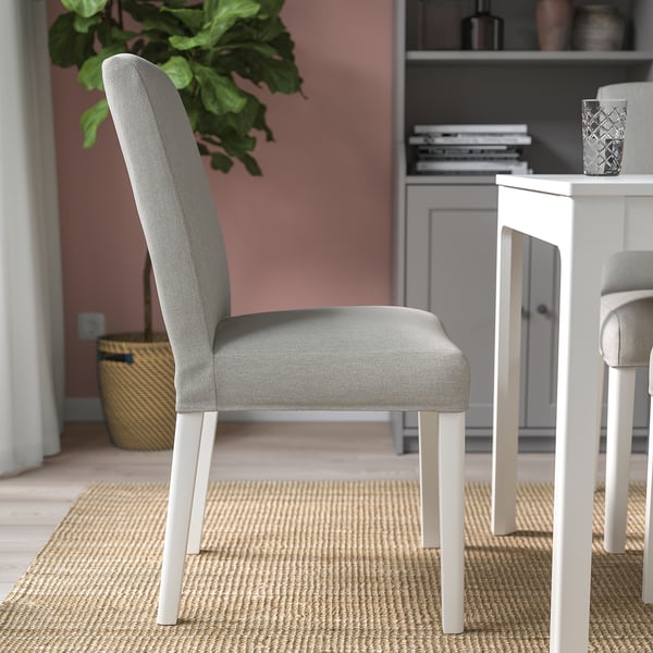 STRANDTORP / BERGMUND table and 6 chairs, white/Orrsta light grey, 150/205/260 cm