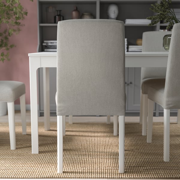 STRANDTORP / BERGMUND table and 6 chairs, white/Orrsta light grey, 150/205/260 cm
