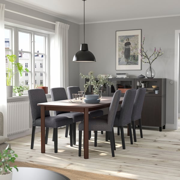 STRANDTORP / BERGMUND Table and 6 chairs , 150/205/260 cm