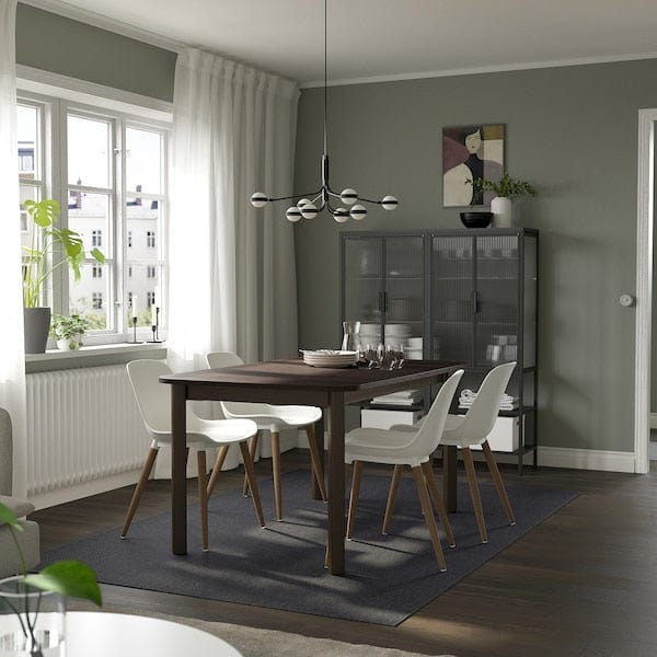 Ikea STRANDTORP / GRÖNSTA - Table and 4 chairs, brown/white, 150/205/260 cm