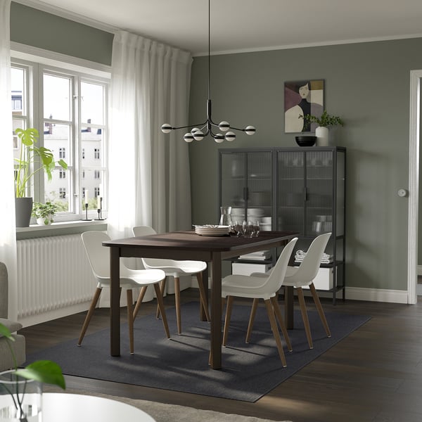 STRANDTORP / GRÖNSTA - STRANDTORP / GRÖNSTA Table and 4 chairs, brown/white, 150/205/260 cm