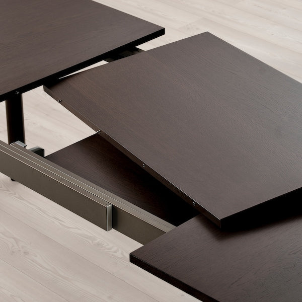 s69569301 Table and 4 chairs, brown/Gunnared brown-red black,150/205/260 cm