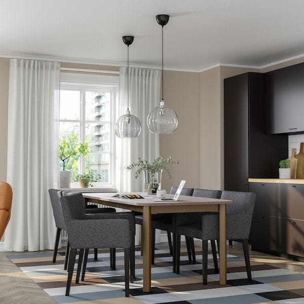 Ikea STRANDTORP / MÅRENÄS - Table and 6 chairs with armrests , 150/205/260 cm