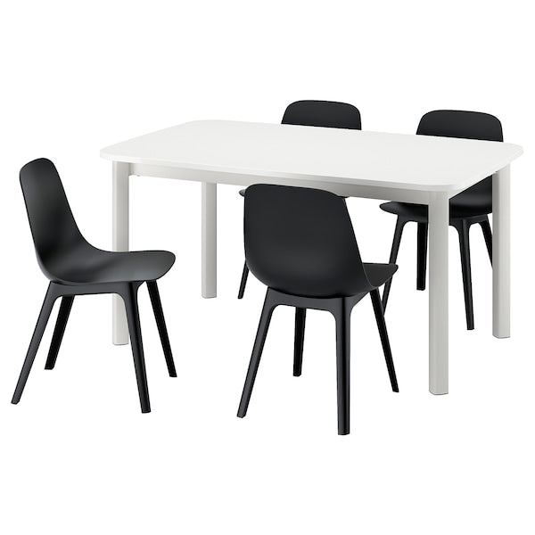 STRANDTORP / ODGER - Table and 4 chairs, white/anthracite, 150/205/260 cm