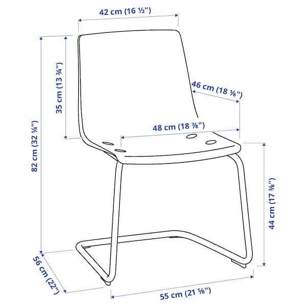Ikea STRANDTORP / TOBIAS - Table and 4 chairs, white/brown/red chrome-plated, 150/205/260 cm