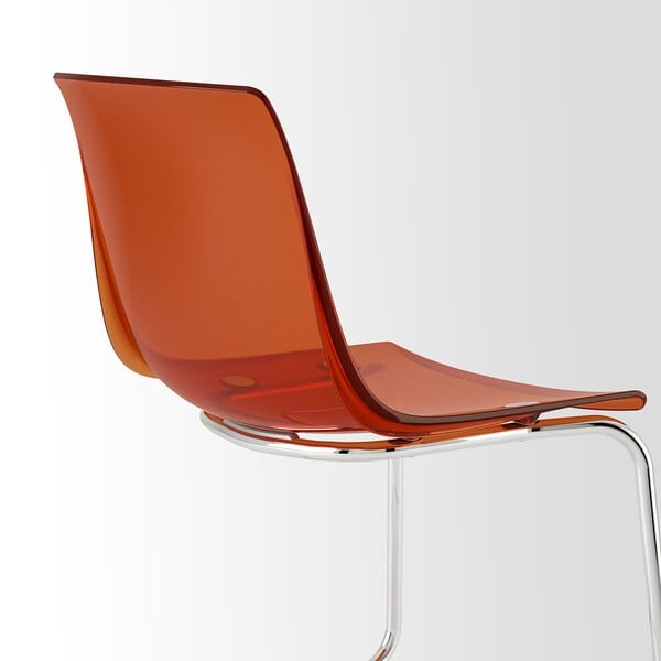 Ikea STRANDTORP / TOBIAS - Table and 4 chairs, white/brown/red chrome-plated, 150/205/260 cm