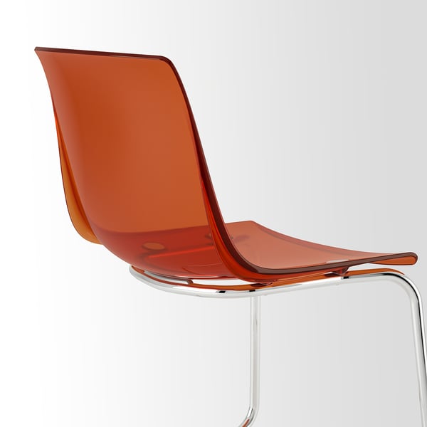 STRANDTORP / TOBIAS table and 4 chairs, white/brown/red chrome-plated, 150/205/260 cm