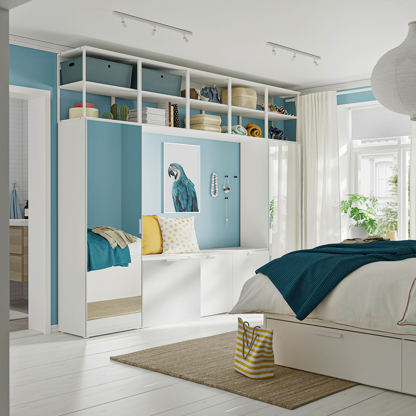 STRAUMEN door with soft closing hinges, mirror glass, 60x180 cm