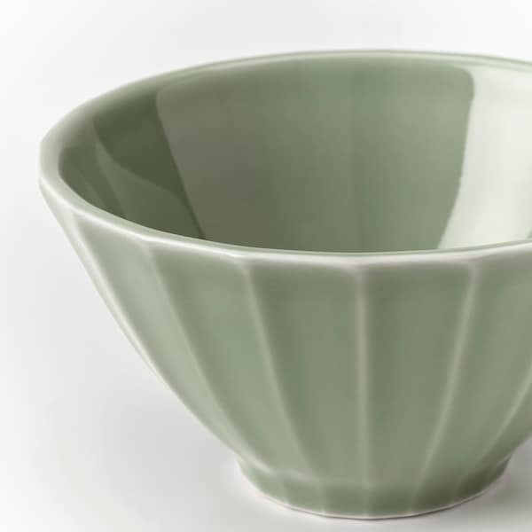 STRIMMIG - Bowl, pale grey-green stoneware,11 cm