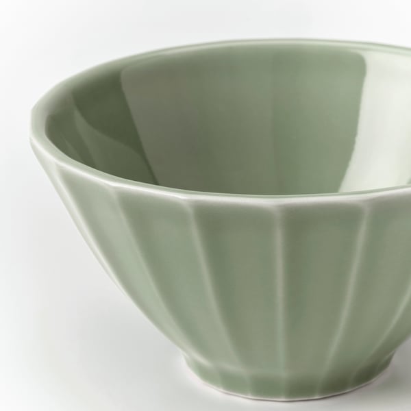 STRIMMIG bowl, stoneware pale grey-green, 11 cm, 4 pack