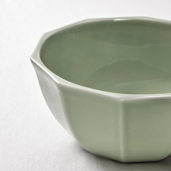 STRIMMIG - Bowl, pale grey-green stoneware,15 cm