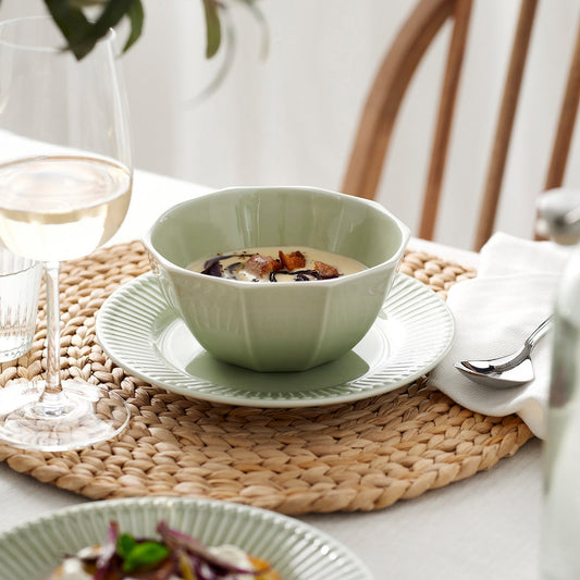 STRIMMIG bowl, stoneware pale grey-green, 15 cm