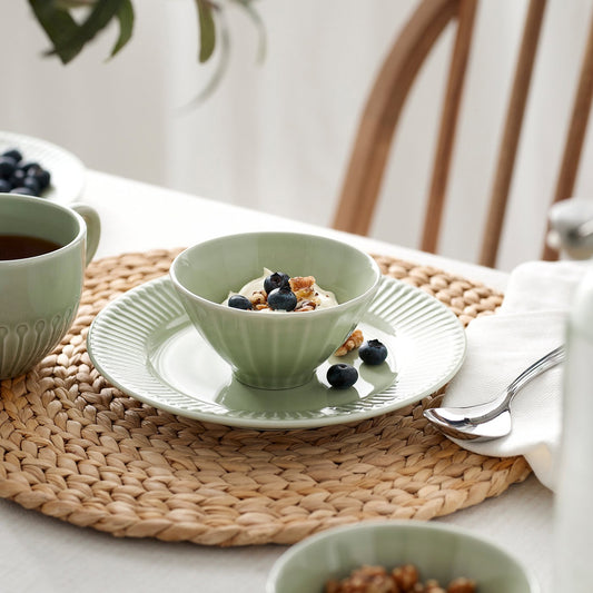 STRIMMIG bowl, stoneware pale grey-green, 11 cm