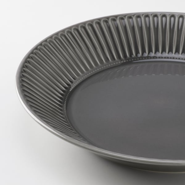 STRIMMIG - STRIMMIG Serving plate, stoneware grey, 29 cm