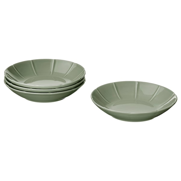 STRIMMIG - Bottom plate, stoneware pale grey-green, 23 cm