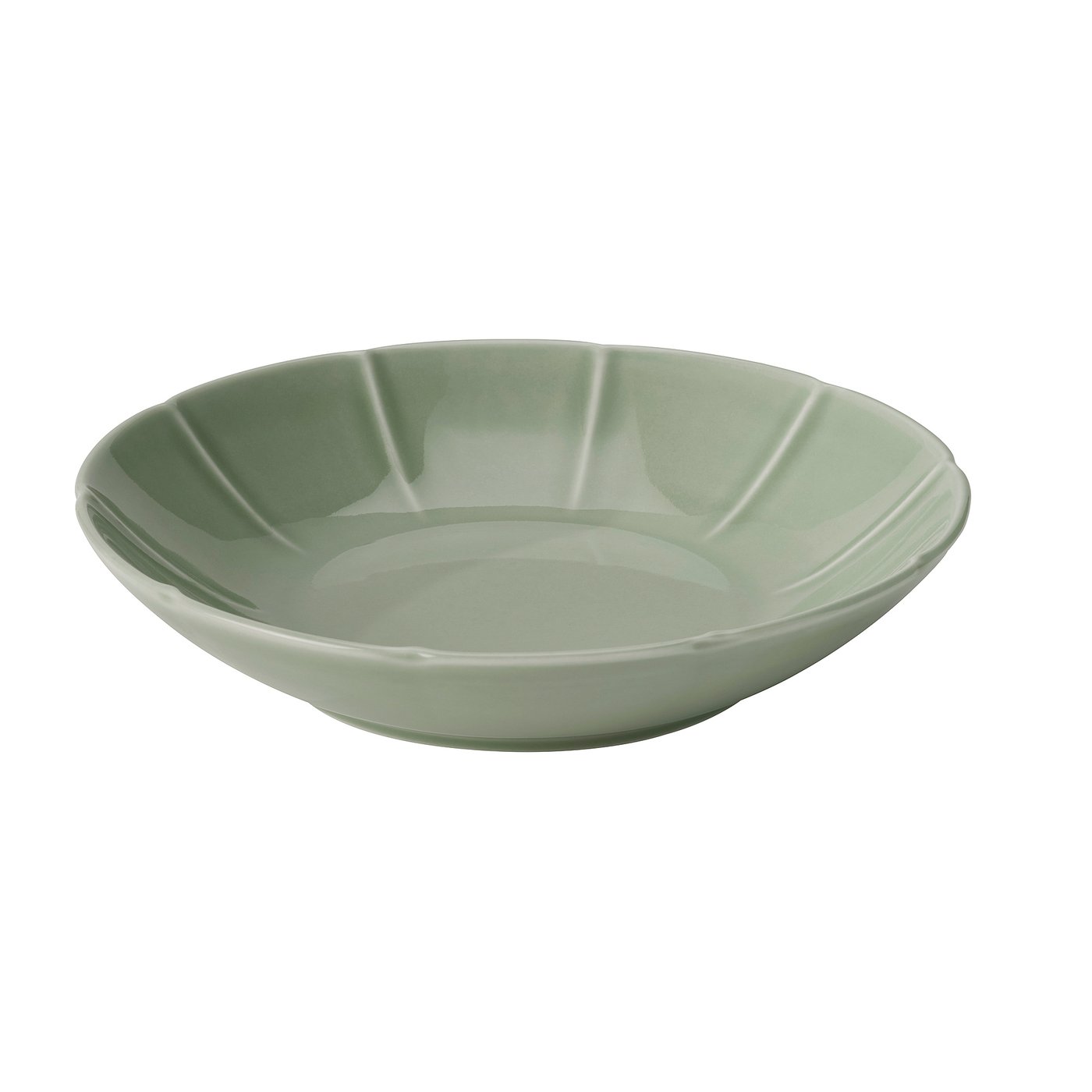 STRIMMIG deep plate, stoneware pale grey-green, 23 cm