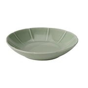 STRIMMIG deep plate, stoneware pale grey-green, 23 cm