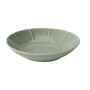 STRIMMIG deep plate, stoneware pale grey-green, 23 cm