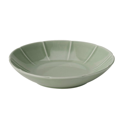 STRIMMIG deep plate, stoneware pale grey-green, 23 cm