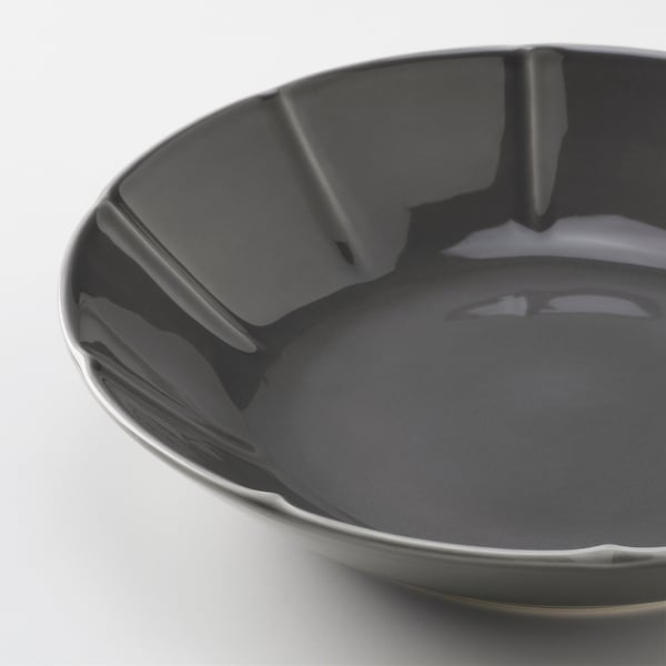 STRIMMIG - Deep plate, stoneware grey, 23 cm