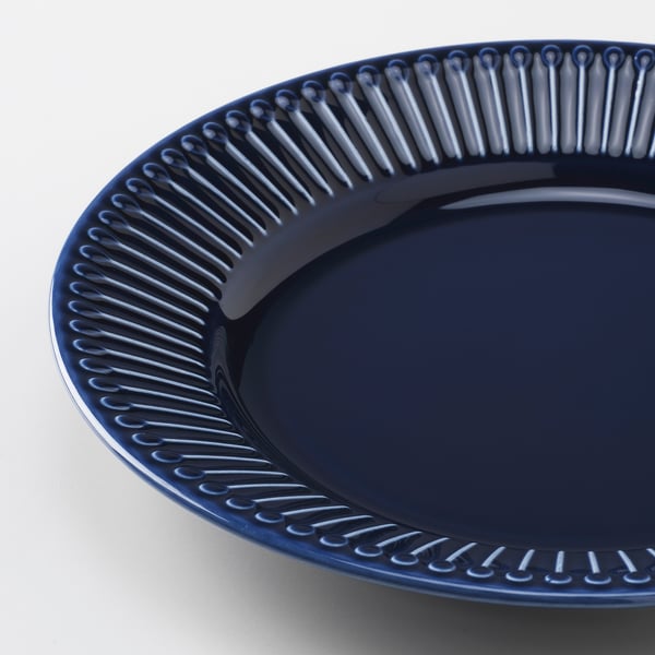STRIMMIG side plate, stoneware blue