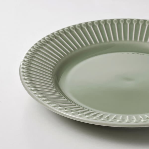 STRIMMIG - Side plate, stoneware pale grey-green, 21 cm