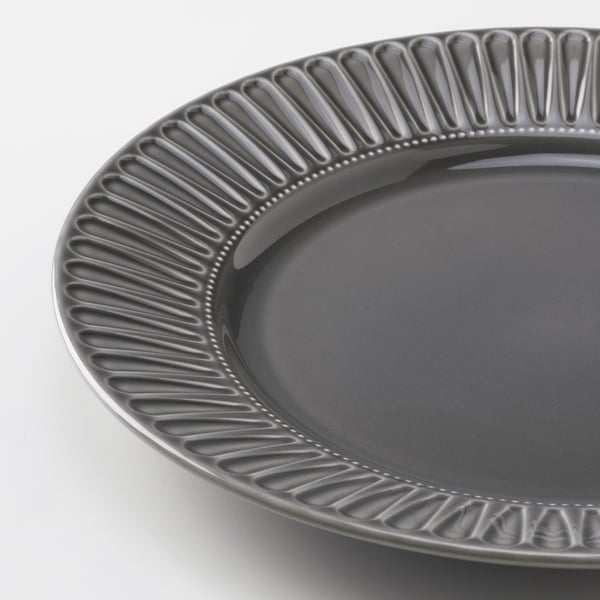 STRIMMIG - STRIMMIG Side plate, stoneware grey, 21 cm