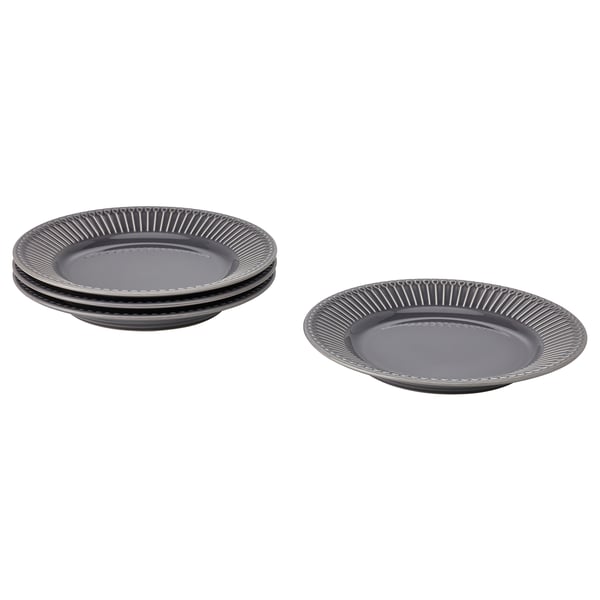 STRIMMIG - STRIMMIG Side plate, stoneware grey, 21 cm