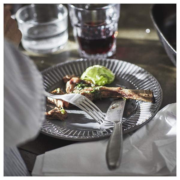 STRIMMIG - STRIMMIG Side plate, stoneware grey, 21 cm