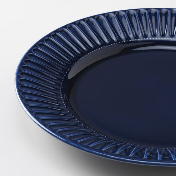 STRIMMIG - Plate, stoneware blue, 27 cm