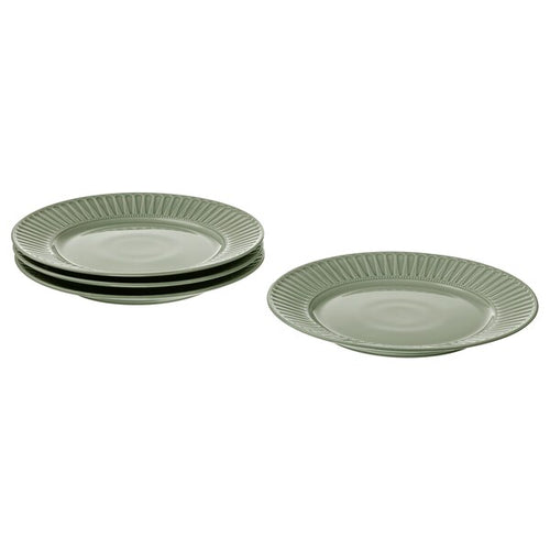 STRIMMIG - Plate, stoneware pale grey-green, 27 cm