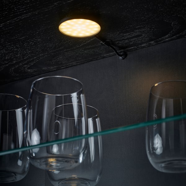 STRIMSÄV LED spotlight, black, 6 cm