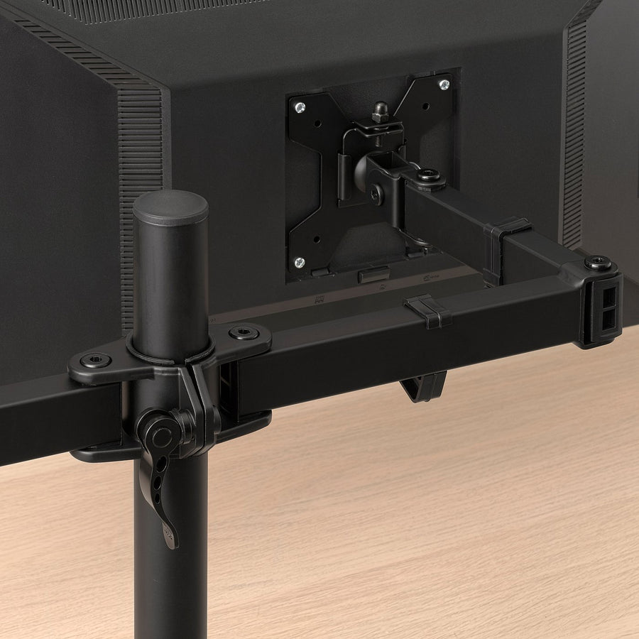 STUBBERGET bracket for 2 monitors, black