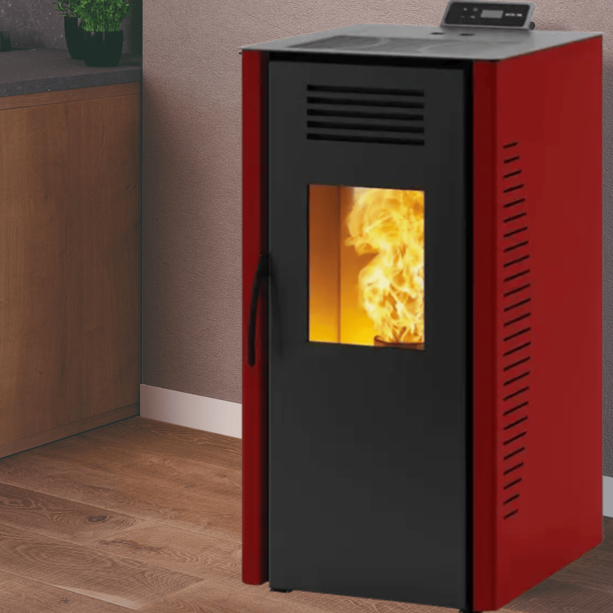 Burano 8 WiFi Plus pellet stove, red