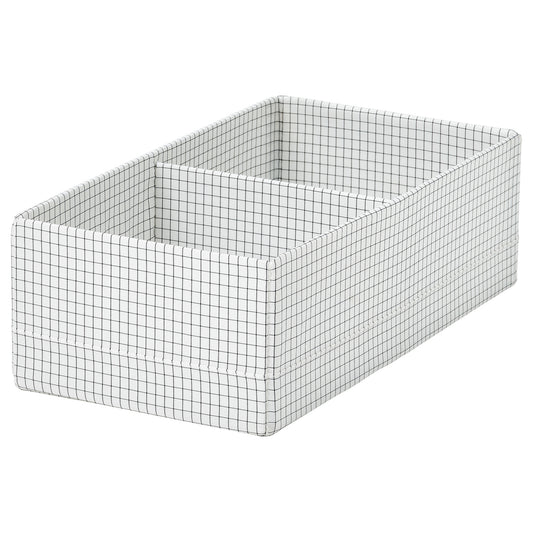 STUK box with compartments, white/black, 17x32x10 cm