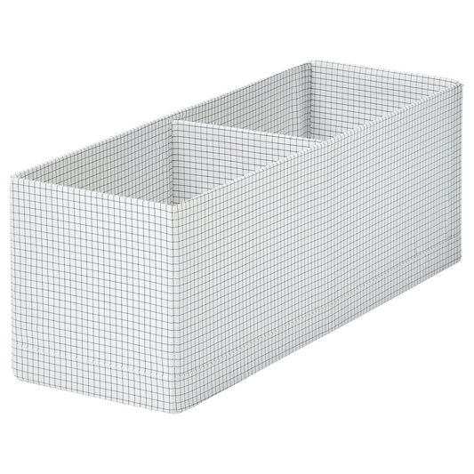 STUK box with compartments, white/black, 17x51x18 cm