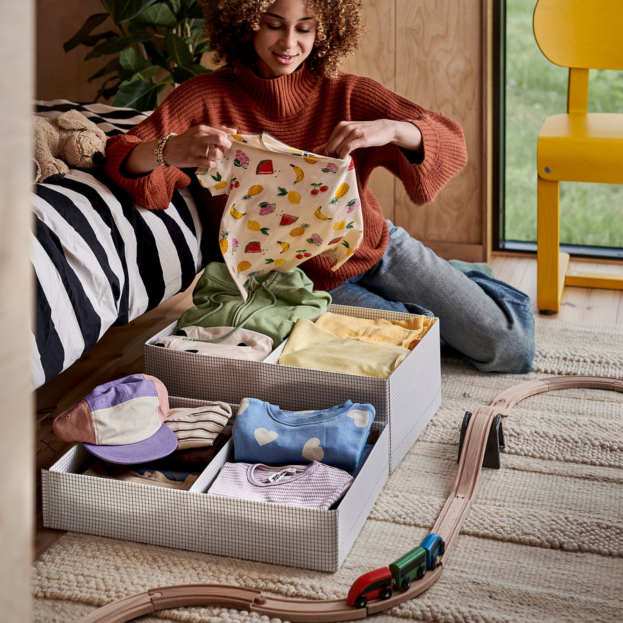 STUK box with compartments, white/black, 32x10x51 cm