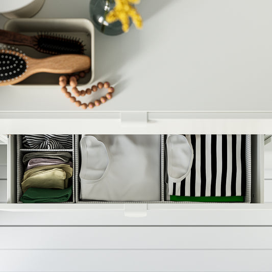 STUK box with compartments, white/black, 32x51x10 cm