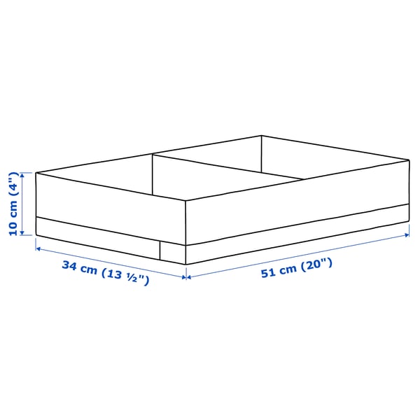 STUK box with compartments, white, 34x51x10 cm