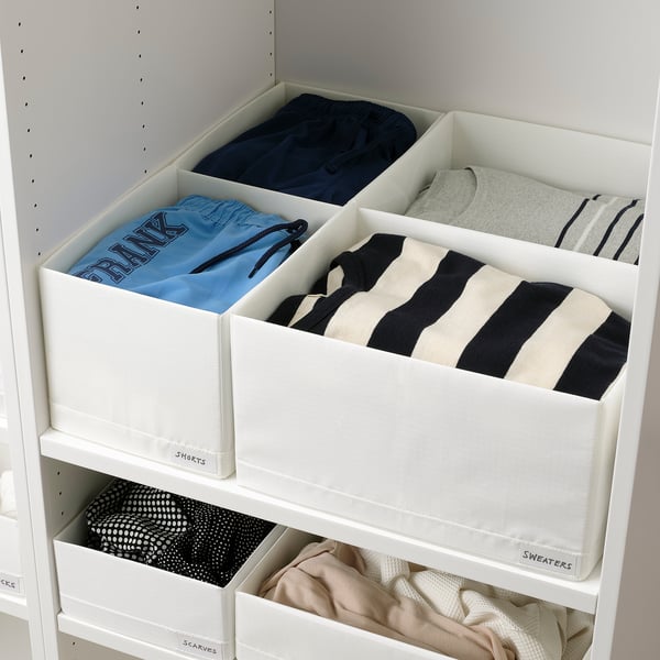 STUK box with compartments, white, 20x51x18 cm